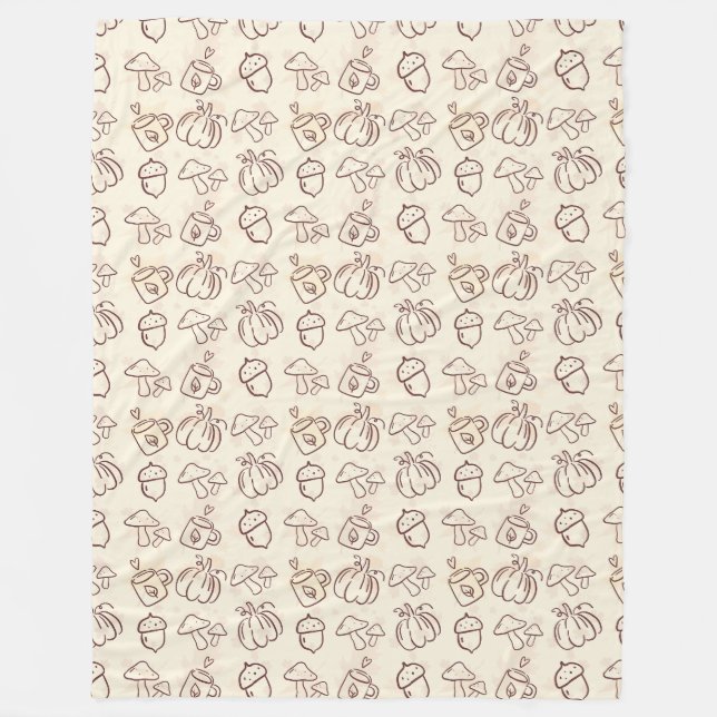 Manta Polar Minimalist Fall Harvest Doodle Fleece Blanket (Anverso)