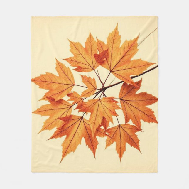 Manta Polar Minimalist Maple Leaves Art – Botanical Print (Anverso)
