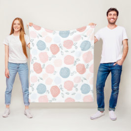 Manta Polar Minimalist Pastel Rose White Floral Pattern