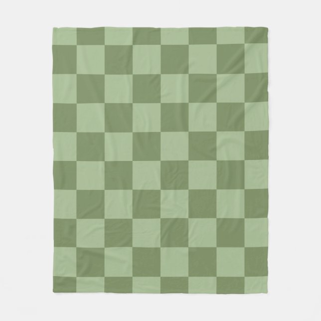 Manta Polar Minimalist Sage Green Checkerboard Pattern (Anverso)