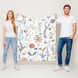 Manta Polar Minimalista Floral Moderno de Contorno