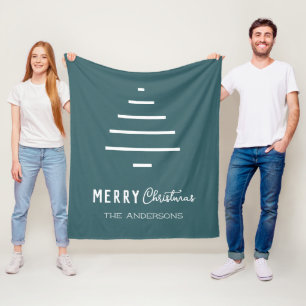 Manta Polar Minimalista moderno Feliz Navidad Pino Verde Árbol