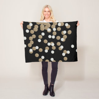 Manta Polar minimalista purpurina negro champán oro confetti
