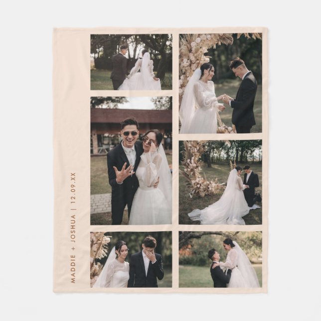 Manta Polar Mínimo 6 Pareja Collage de fotos Neutral (Anverso)