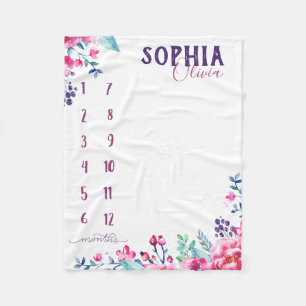 Manta Polar Míreme crecer - las flores de la acuarela púrpuras