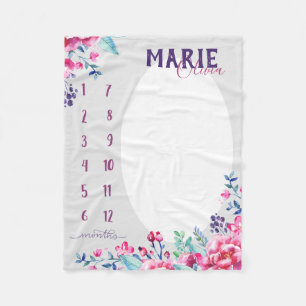 Manta Polar Míreme crecer - rosa y púrpura de la acuarela