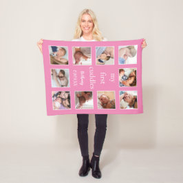 Manta Polar Mis primeros cascos Nombre 10 fotos Rosa recién na