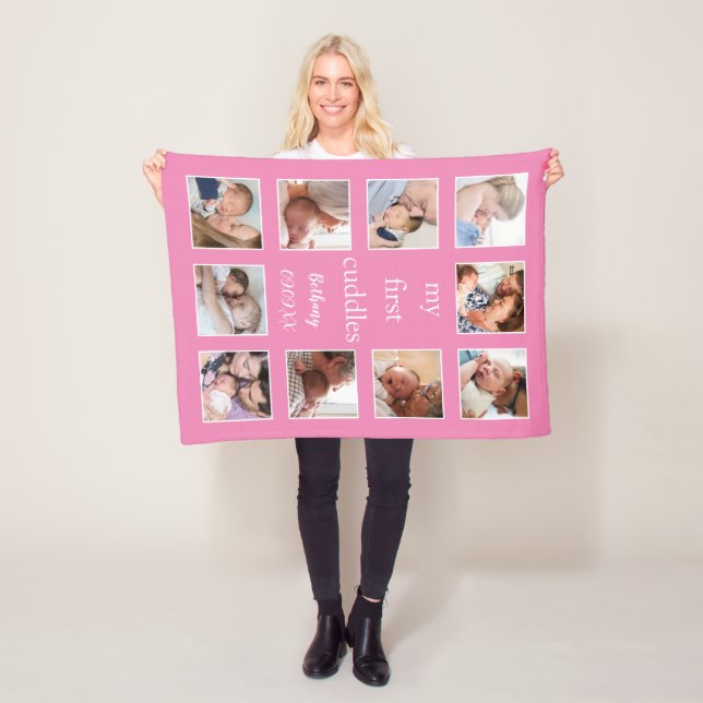 Manta Polar Mis primeros cascos Nombre 10 fotos Rosa recién na (In situ)