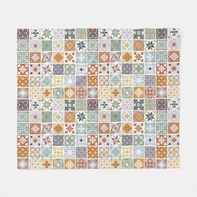 Manta Polar Mis raíces - azulejos mediterráneos (Frente (Horizontal))