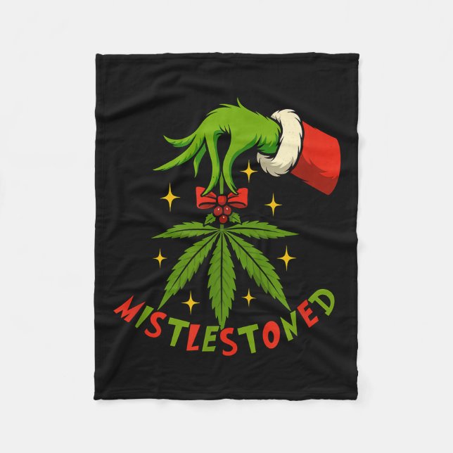 Manta Polar Mistlestoned Weed Leaf Funny Stoner Christmas  (Anverso)