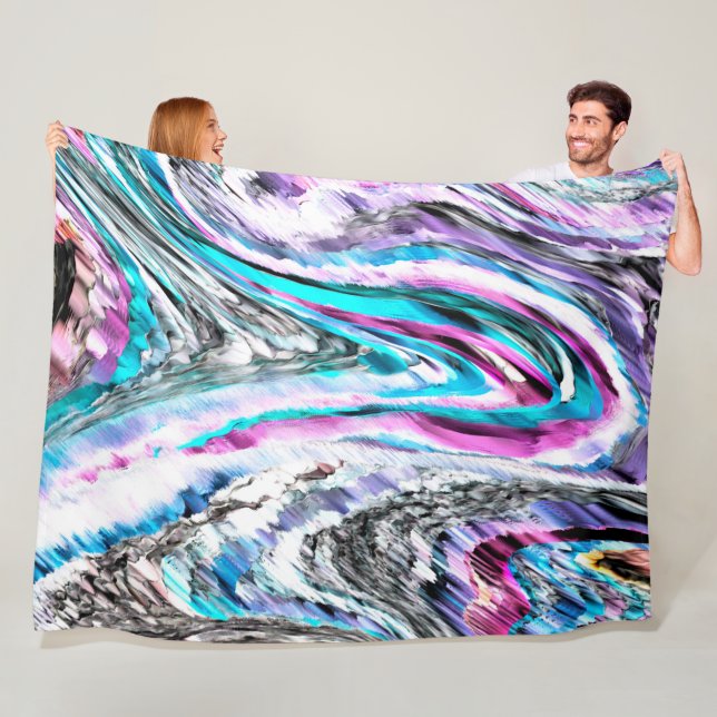 Manta Polar Misto de gradiente e chuviscado, ciano y rosa (In situ)