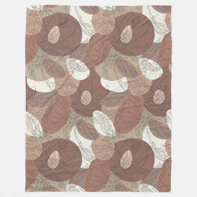 Manta Polar Mocha Hibiscus Armonía Botánica Grande (Anverso)