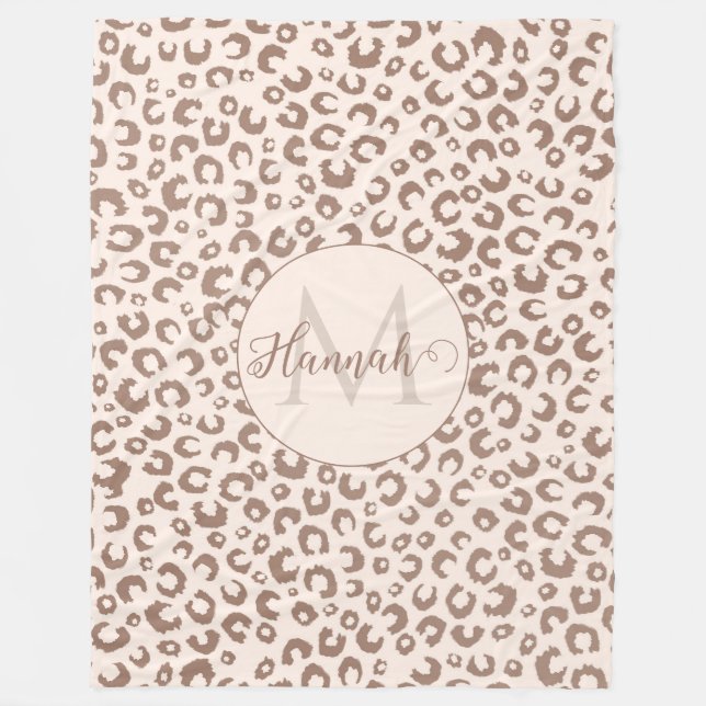 Manta Polar Mocha Mousse y Cream Tan Leopard Pattern (Anverso)