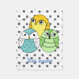 Manta Polar Mochila personalizada de búho de lunares adorables