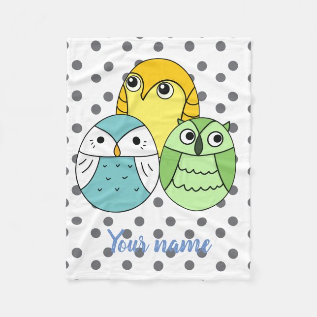 Manta Polar Mochila personalizada de búho de lunares adorables (Anverso)