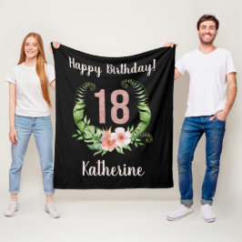 Manta Polar Moda 18.º nombre de Purpurina rosa de cumpleaños