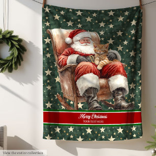 Manta Polar Moda acuarela Santa Claus lanzada por la familia