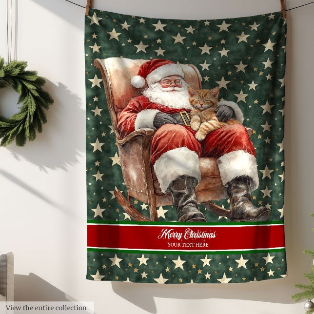 Manta Polar Moda acuarela Santa Claus lanzada por la familia (Chic Watercolor Santa Claus Throw for Family Fleece Blanket)