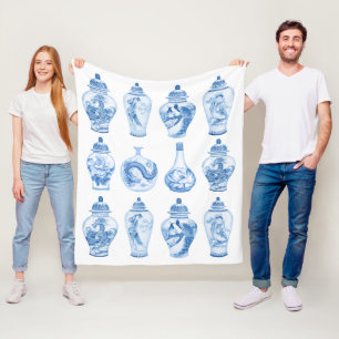 Manta Polar Moda Blue White Chinoiserie Porcelain Ginger Jars