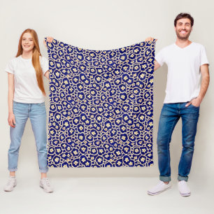 Manta Polar Moda Boho Anemone Dark Blue Pattern