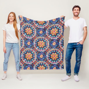 Manta Polar Moda colorida Patrón de mosaico Boho Mandala