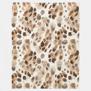 Manta Polar Moda Cream Brown Leopardo Animal Print