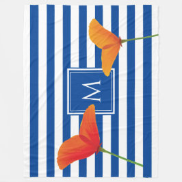 Manta Polar Moda de amapola Bandas Azules Monograma