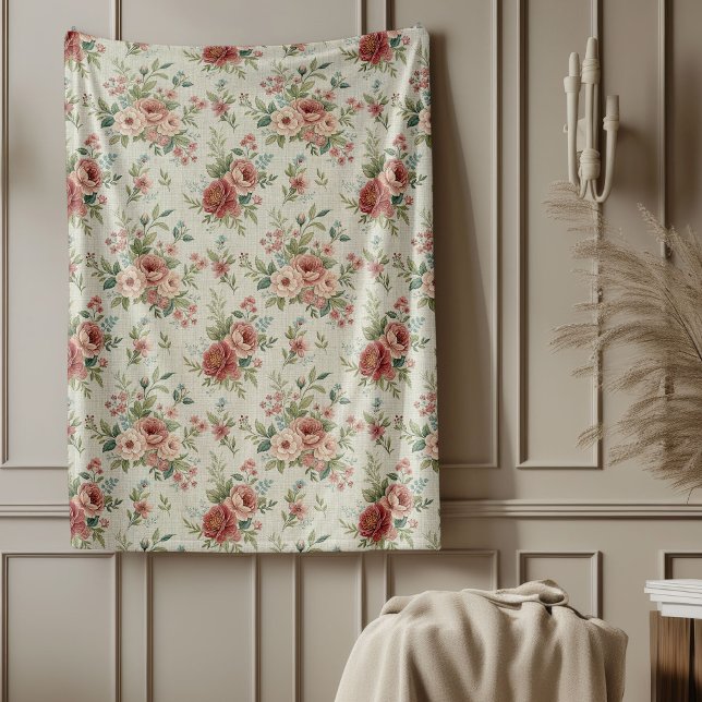 Manta Polar Moda de inspiración antigua Shabby Chic Graceful F (Chic Antique Inspired Shabby Chic Graceful Florals Fleece Blanket)
