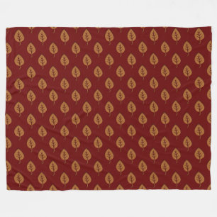 Manta Polar Moda Dorado Burgundy Leaf Rojo Boho Throw Blanket