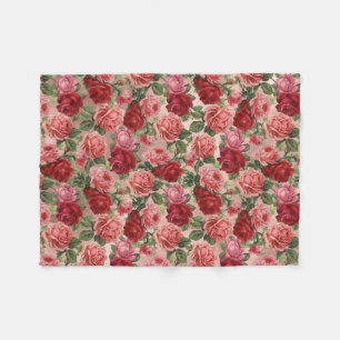 Manta Polar Moda Elegante Vintage Roses Roses Rosa Floral