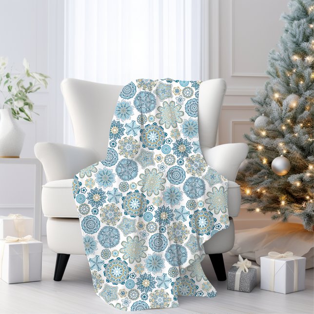 Manta Polar Moda festiva Floral Mandala Patrón de nevadas (Subido por el creador)