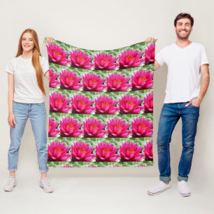Manta Polar Moda floral de nenúfares de agua rosa