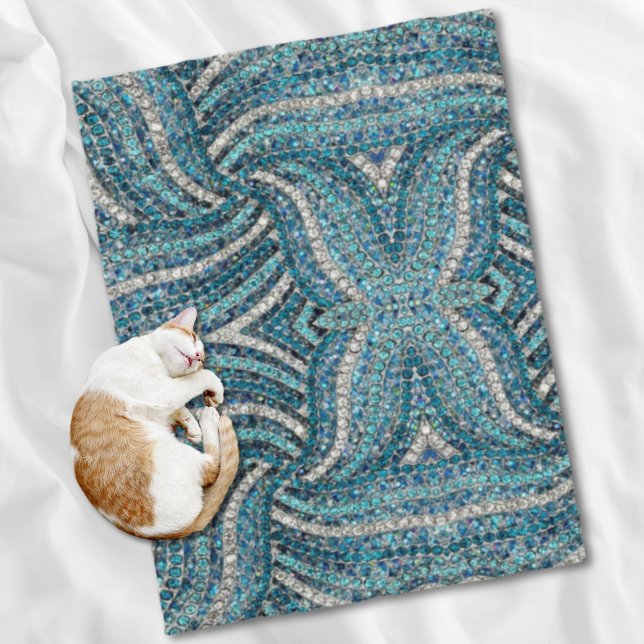 Manta Polar moda gitana bohemia azul turquesa plateado (bohemian girly chic silver grey turquoise blue fleece blanket)