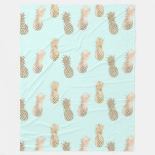 Manta Polar Moda Mint Gold Glam Pineapples