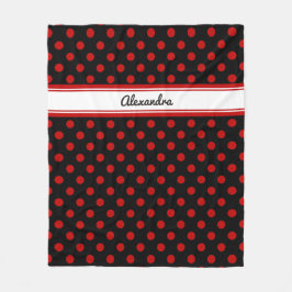Manta Polar Moda Polka Dot Rojo Fondo negro Funda