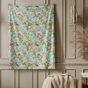 Manta Polar Moda Refinado Pastel suave floral Rococo Elegante