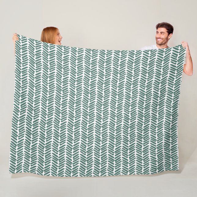Manta Polar Moda Sage Blanco Gris Verde Resumen Chevron (In situ)