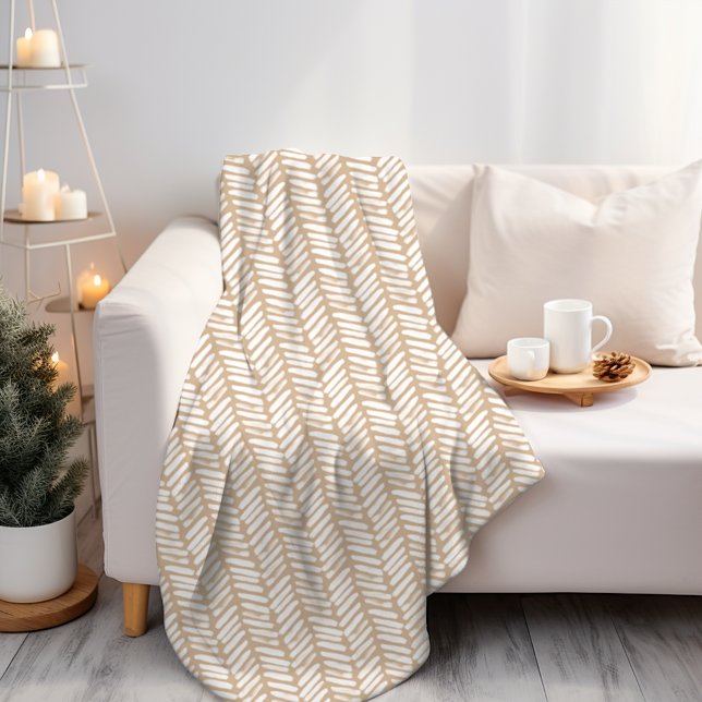 Manta Polar Moda White Beach Sand Beige Brown Resumen Chevron (Subido por el creador)