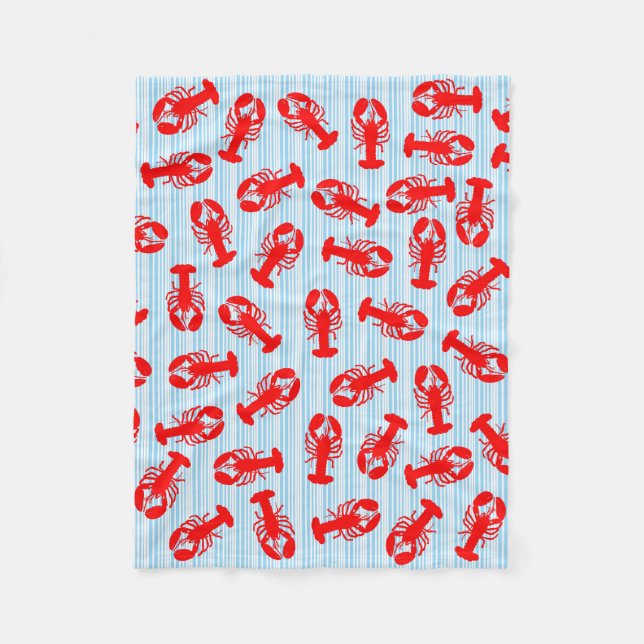 Manta Polar Modelo animal de la langosta roja en rayas azules (Anverso)