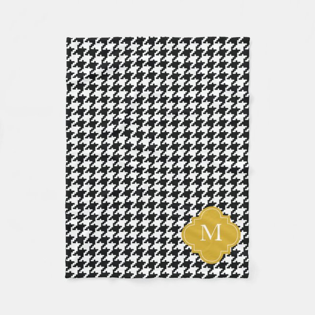 Manta Polar Modelo blanco personalizado de Houndstooth del (Anverso)
