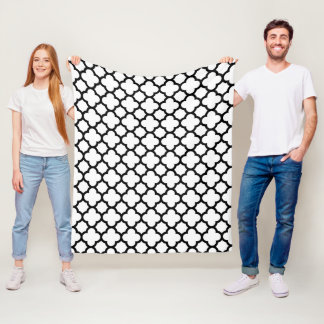 Manta Polar Modelo blanco y negro del enrejado de Quatrefoil