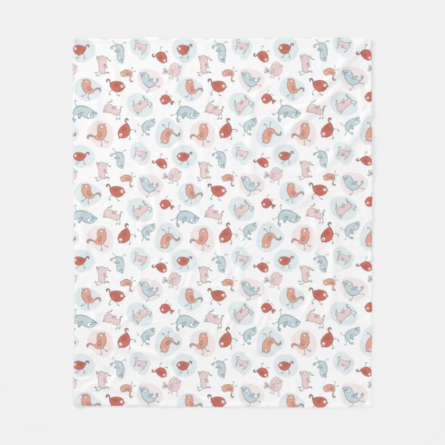 Manta Polar modelo con los pájaros del dibujo animado (Anverso)