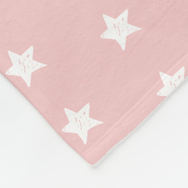 Manta Polar Modelo de estrella rosado y blanco (Esquina)