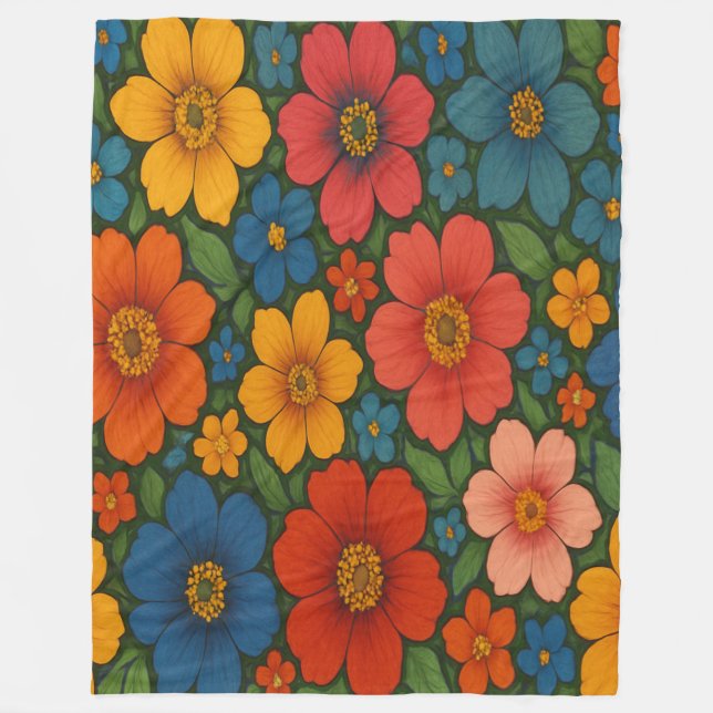 Manta Polar Modelo de Flor Silvestre Brillante (Anverso)