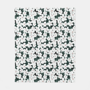 Manta Polar Modelo de flores tropical blanco