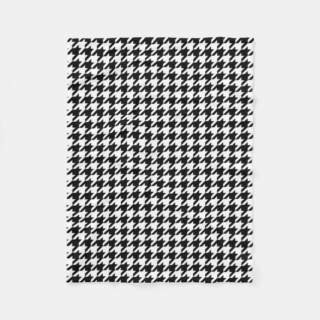 Manta Polar Modelo de Houndstooth blanco y negro (Anverso)