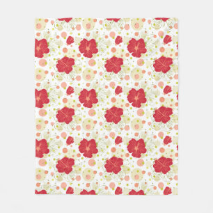 Manta Polar Modelo dibujado mano del hibisco