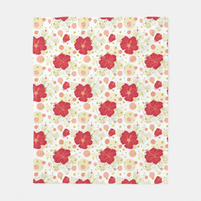 Manta Polar Modelo dibujado mano del hibisco (Anverso)