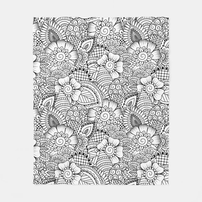 Manta Polar Modelo floral del Doodle (Anverso)
