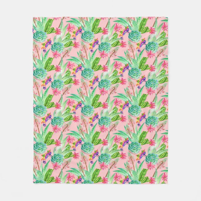 Manta Polar Modelo floreciente de los Succulents de la (Anverso)